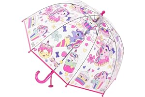 XAMIC Rhomba Parapluie à bulles transparentes pour enfants - Côtes légères et mignonnes en 8 fibres - Dôme transparent - Parfait pour la marche