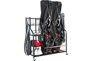 TESTEL PLKOW Golftaschen-Aufbewahrung, Garagen-Organizer, extra großer Golftaschen-Aufbewahrungsständer und Golf-Ausrüstungsständer für Garage, Schuppen, Keller