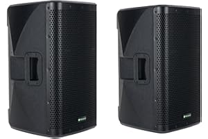 Pronomic C-212 MA Set Stéréo - Deux Enceintes Actives 2 Voies - Puissance : 2000 Watts - Woofer 12" + Tweeter 1,75" - Récepteur Bluetooth et DSP-Presets - Boîtier Plastique avec Inclinaison Moniteur