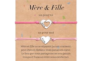 VU100 Cadeau pour Mère et Fille Bracelet Mère Fille Cadeau Maman Cadeau pour Original pour Mère et Fille Bracelet Coeur en Acier Inoxydable Cadeau de Anniversaire Noël pour Maman Fille (Rose/Violet)