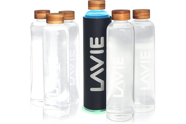 LaVie Pure Purificateur d'eau Innovant à Lumière UVA. Pack Famille – 1 Purificateur + 6 Bouteilles d’1 Litre. Transformez Votre Eau du Robinet en Eau Douce et Délicieuse en 15 Min Couleur: Anthracite