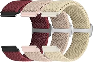 Yunshare Geflochtenes Elastisches Armband Schnellverschluss 18mm 19mm 20mm 22mm 24mm Nylon Uhrenarmband für Samsung/Garmin/Fossil/Amazfit/Huawei Watch Ersatzarmband Damen Herren, 3 Stück