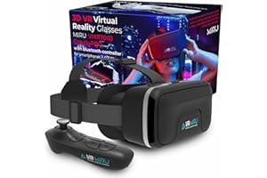 MIRU Visore Realtà Virtuale VMR700J, Occhiali 3D per Giochi e Video con Compatibilità Android e IOS, Visore VR telefono 4.7''-7'', Distanza Focale 37.5-46.5 mm, Cinghie Regolabili + Controller