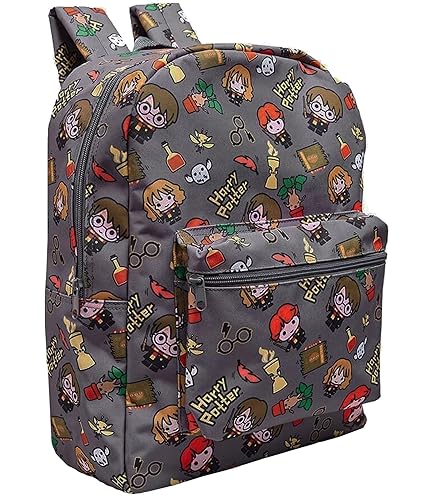 Harry Potter Hogwarts Premium Black Backpack With Front Pocket Top Handle And Padded Adjustable Straps - Measures Approx. 39cm (H) X 28cm (W) X 13cm