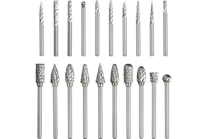 CSOOM 20 StückHartmetall Frässtifte Set, Hartmetallfräser mit Doppelschnitt, Wolfram Hartmetall Rotationsfräser, 3 mm Schaft, für Holz Gravieren, Schleifen, Schnitzen, Metallpolieren, Bohren