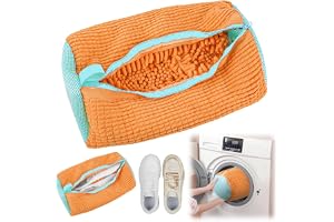 Skotvättpåse tvättmaskin 1 st multiskydd skopåse tvättmaskin återanvändbara sneakers tvättpåse för alla typer av skor, både skor och tvättmaskin (orange färg)