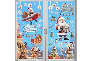 BBLIKE Christmas Window Stickers - 9 Sheets Reusable Static Clings Christmas Window Clings Decorations for Home Office Party - Festive Xmas Window Decals for Holiday Season Decor