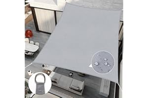 RICHIE Sun Shade Sail Rectangle 4m x 5m Waterproof, 98% UV Block Awnings for Patios with Free Rope, Sunscreen Awning Canopy, Rectangular Garden Shelter for Outdoor Garden Patio Yard Lawn, Light grey