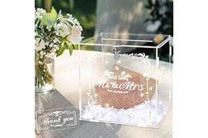 Herenear Hochzeit Kartenbox aus Acryl, Hochzeitsbox Geschenkkarten, Hochzeit Kartenbox Box, Acryl Hochzeitskartenbox mit Schloss, Klar DIY Große Geschenkkartenboxen für Geburtstag Jubiläum Baby Shower