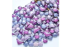 BTMIEY Azulejos de mosaico de vidrio irregulares de 500 g para manualidades, pequeños colores aleatorios, para decoración del hogar, jarrones, tazas, marcos de fotos, macetas (serie púrpura)