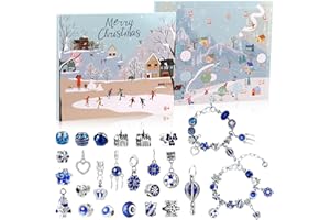 LEMESO Calendario Avvento 2025 Bambina, Calendario Avvento Ragazza Braccialetti Fai da Te, Gioielli per Bambine 6 7 8 9 10 11 12 13 Anni, Regalo Natale (Blu)