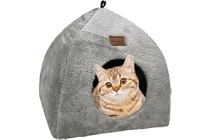 Whiwhi Jaskinia dla Kota Do Wewnątrz - Namiot z Nadającą Się Do Prania Poduszką, Miękki i Puszysty Domek, Składany, Wielofunkcyjne Gniazdo, Przenośna, 40 x