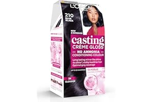 L'ORÉAL Casting Crème Gloss 210 Blue Black: A no-ammonia, semi-permanent hair colour lasting 32 washes. Achieve up to 3x glossier, 4x silkier, visibly healthier hair with a deep, striking blue black.