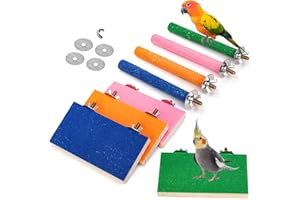 Mezchi 8 Pack Bird Perches for Cage, Comfort Grip Bird Perch Stand, Colorful Parrot Perch Stand, Pedicure Parakeet Perches, Bird Nail Trimming Perch for Parakeet Cage Accessories, Bird Supplies