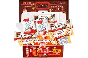 CHOCOFACTURER Regalo Cioccolato, Confezione regalo di cioccolatini, Regalo originale per compleanni, bambini, coppie: Kinder Bueno, Joy, Happy Hippo, Schoko Bons. Confezione regalo per Natale, Cartone riciclabile.