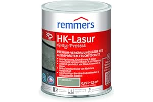 Remmers HK-Lasur Grey-Protect silbergrau, 0,75 Liter, Holzlasur für Vergrauung außen, 3 Holzschutz Produkte in einem, Feuchtigkeit- und UV-Schutz
