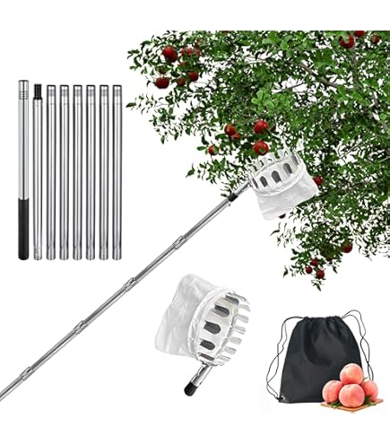 LINSOCLE Obstpflücker 2,6m Teleskopstiel - Kirschen & Äpfel Ernten
