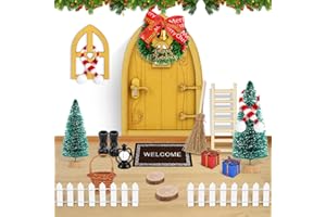 JIASHA Akcesoria do drzwi skrzatów, zestaw do drzwi skrzatów, zestaw do drzwi skrzatów, kompletny zestaw, miniaturowe drzwi elfów, dekoracja bożonarodzeniowa, do domku skrzatów