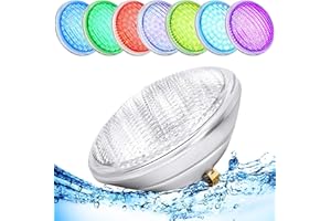 AHJ 48W LED Éclairage de Piscine PAR56, Lampe de Piscine RGB, Lampe Piscine LED Etanche IP68, Ampoule Piscine LED Couleur avec Télécommande, Projecteur Piscine LED 12V DC/AC