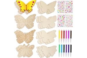TAIHOBO 24PCS Butterfly Arts and Crafts for Kids, End of Term Gifts for Children with Watercolor Pencils, Party Craft Set with Gemstone Stickers for Christmas, Crafts for Kids for Children DIY