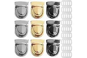 VODUNS 9PCS Fermoir à Pression Sac à Main en Noir Argent Or, Serrures à Portefeuille, Fermoirs Verrouillage Sacs, Fermoirs Verrouillage, Fermoir Sac Attache Cartable, Fermeture de Portefeuille Twist Lock