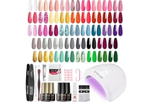 ROSALIND Kit Uñas Semipermanentes con Lámpara 48W, 43 Colores Esmaltes Semipermanentes Rosa Rojo Azul Morado Gris Verde Uñas Semipermanentes Kit Completo Regalos Principiantes