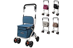 Mobiclinic®, Déambulateur Pliant, Chariot de Courses avec Siège, 21 L, Coliseo, Marque europénne, Levier Unique, Acier, Rembourré, Système Freinage, Sac à Provisions