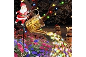 REGAPOG Deco Noel Exterieur Solaire，Lanterne Solaire ExtéRieure Arrosoir DéCoration NoëL Avec Support PèRe NoëL - Lampe Led Solaires éTanche Pour Jardin, Parfait Pour DéCoration De NoëL Et éClairage ExtéRieur