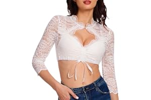 Eisnnu Dirndl Bluse Damen,Spitze Trachtenbluse,Weiß Kordelzug Spitzenbluse,Brustausschnitt Langärmelige Oktoberfest Tracht Bluse