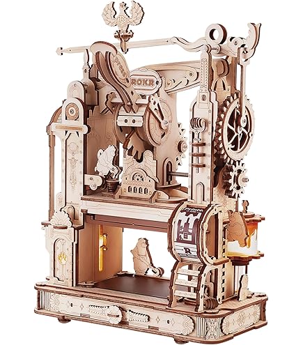 ROKR 3D Holzpuzzle Auto Modell Erwachsene Oldtimer - Dampftraktor Dampflokomotive Dampfloks-STEM Schreibtischdekoration Vatertagsgeschenk für papa