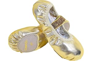 s.lemon Chaussure de Danse,Cuir Semelle Fendue Chaussons de Ballet Noir Rosa Chaussure de Ballet