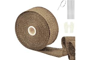 SOMLAW Nastro Isolante Termico, 10M * 50MM Bende isolante Collettori in Fibra di Vetro, per Scarico Marmitta Moto Isolante Termico per tubi, Scarico Moto& Auto +10 Fascette & un paio di Guanti