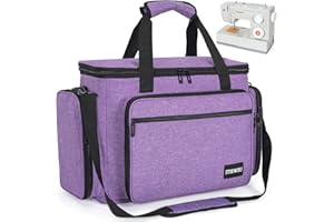 BQKOZFIN Sewing Machine Bag Compatible with Most Standard Sewing Machine, Universal Sewing Machine Carrying Case with Multiple Storage Pockets for Sewing Accessories (Purple)