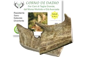 ARTISAN GIFT CO Corni di Daino da Masticare per Cuccioli e Cani, Palco 100% Naturale - peso minimo Confezione 300gr. (2 unità (Confezione da 1), L)