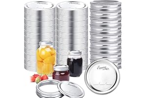 YIAE 50 set di coperchi Mason Jar (contiene 50 coperchi Mason Jar con un diametro di 70 mm e 50 strisce di copertura Mason Jar)