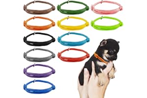 ZYREN 12 Piezas Collares de Identificación para Cachorros, Collares de Identificación para Mascotas, Reconocimiento de Cachorro Recién Nacido Ajustable para Cachorros y Gatos para Recién Nacidos(S,4-6.5cm)