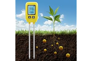 Mcbazel Professional Soil Meter, Instrument de Mesure du Sol 4 en 1,Détecteur d'Éléments Traces P/N/K, Détection de la Santé des Plantes Vertes pour Le Nitrogène/Phosphore/Potassium/Température