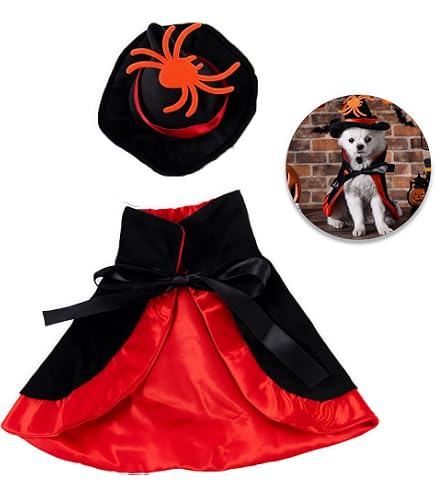 Cape Vampire Halloween Pour Chien Et Chat - Déguisement Rouge Et Noir - Accessoire Fête Et Photo