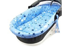 MILLALU Baby Pram Pushchair Stroller Buggy Soft Cotton Insert with Mattress for Gondola/Carrycot (Blue Stars)