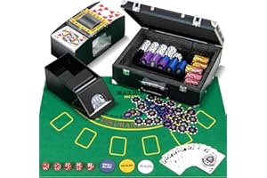 COSTWAY Pokerset 300 Chips, Pokerkoffer mit 2 Kartendeck, 5 Würfel, Dealer Button, Matte, Kartenmischer & Kartengeber, Aluminium Kasino Poker Komplett Set abschließbar, Profi Texas Hold'em (300 pcs)