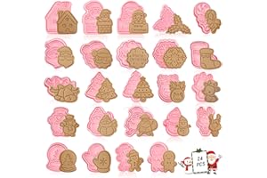 ENAIAH Lot de 24 Emporte-Pièces Noël, Emporte-Pièces 3D en Plastique Moul Moule à Biscuits pour Enfants Pâtisserie, Pour Décoration de Fondant Cookie Gâteau