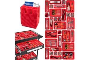 Giklux Set de 45 Cajas Organizadoras Cajones,Cajas Herramientas Almacenaje Plastico,Herramientas Mecanico Tornillos Accesorios y Piezas Pequeñas Organizador,Adecuado Aara Taller Mecanico,Cochera,rojo