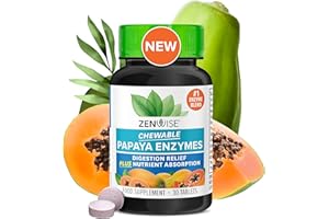 Zenwise Health Papaya Digestive Enzymes with Bromelain for Digestive Health and Bloating Relief for Women and Men, Chewable Enzymes for Digestion and Gut Health - 30 Count