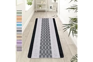 renoazul® Anti Slip Hallway Carpet Runner Rug, 60 x 220 cm Non-Slip Gel Back Door Runners Rug, Washable Long Enterway Anti Slip Rugs for Living Room and Hallway (Gel Back Nada Rug - Black Grey)