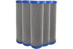 TOODO Lot de 5 Cartouches 2 en 1 Filtre à Eau 9 pouces 3/4 - Anti sédiments + Charbon actif 5 microns Filtre à Impuretés Fabriqué en France