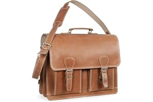Klassische Aktentasche Lehrertasche aus Leder, für Damen und Herren, Hamosons 600