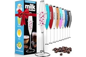 PowerLix Milchaufschäumer Stab, Milchschäumer Elektrisch - mit Edelstahlständer 15-20s, 19000 U/min, Batteriebetriebener Milk Frother für Kaffee, Latte, Cappuccino, Heiß & Kalte Schokolade