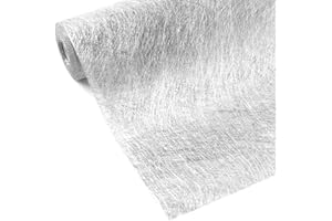 WELTRXE Table Runner 28cmx5m Double-Sided Silver Metallic Reusable Festival Gift Ribbon Polyester Fiber Non-woven Fabric Roll Wedding Party Dinner Christmas Decor DIY Sash Floral Wrapping Valentine's