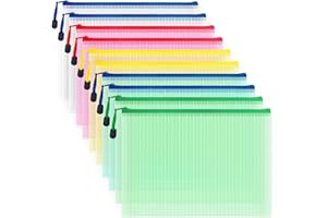 ‎COWORK-UP COWORK-UP 10 Stücke Dokumententasche B5, Kunststoff Datei Taschen mit Reißverschluss für Datei, Papier, Dokumente, Kosmetika, Hausaufgaben und Reisezubehör