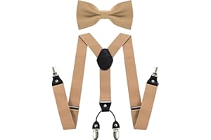 JEMYGINS Bretelles pour homme avec quatre clips et bande arrière élastique et nœud papillon